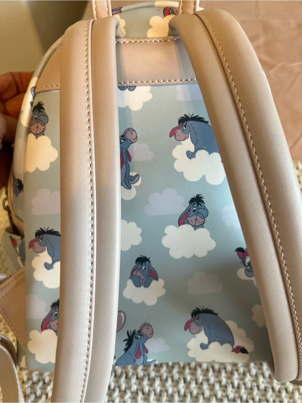 Disney Loungefly Eeyore Sky Blue Mini Backpack with Pink Accents